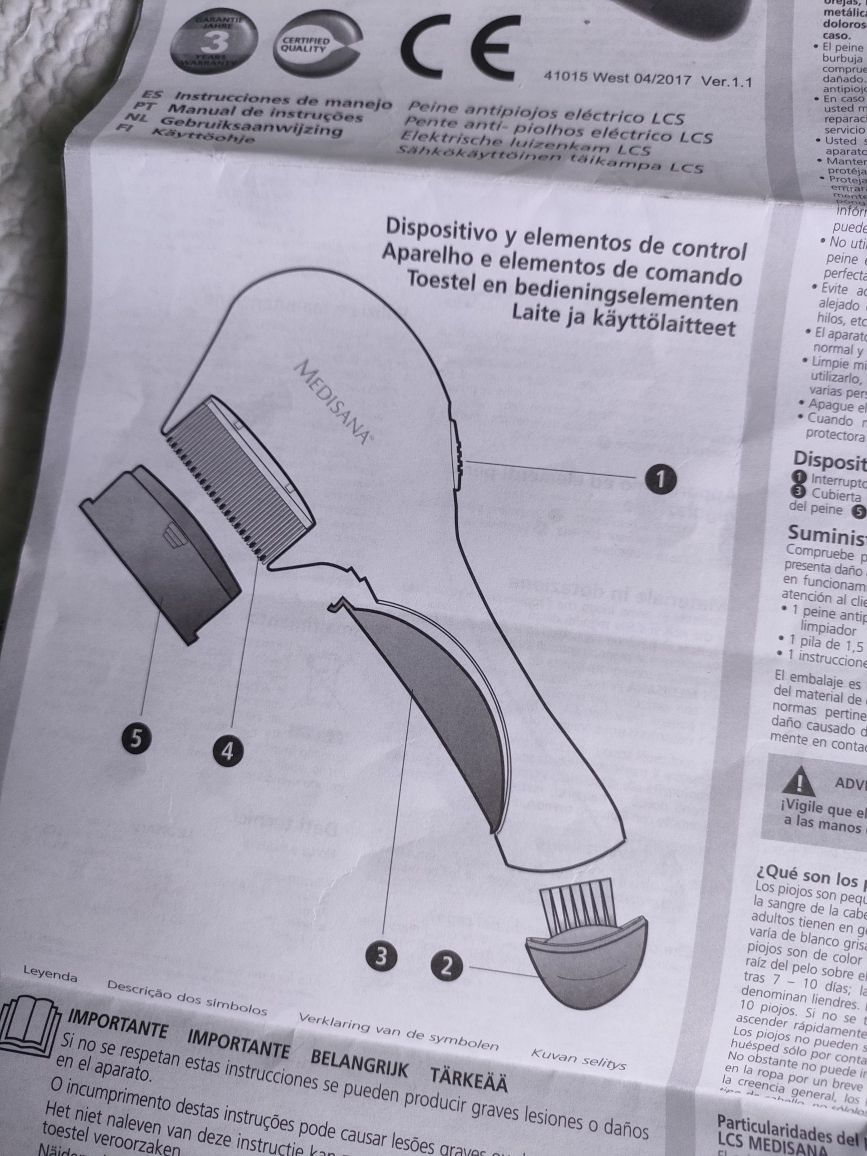 Pente anti-piolhos eléctrico LCS de Medisana
