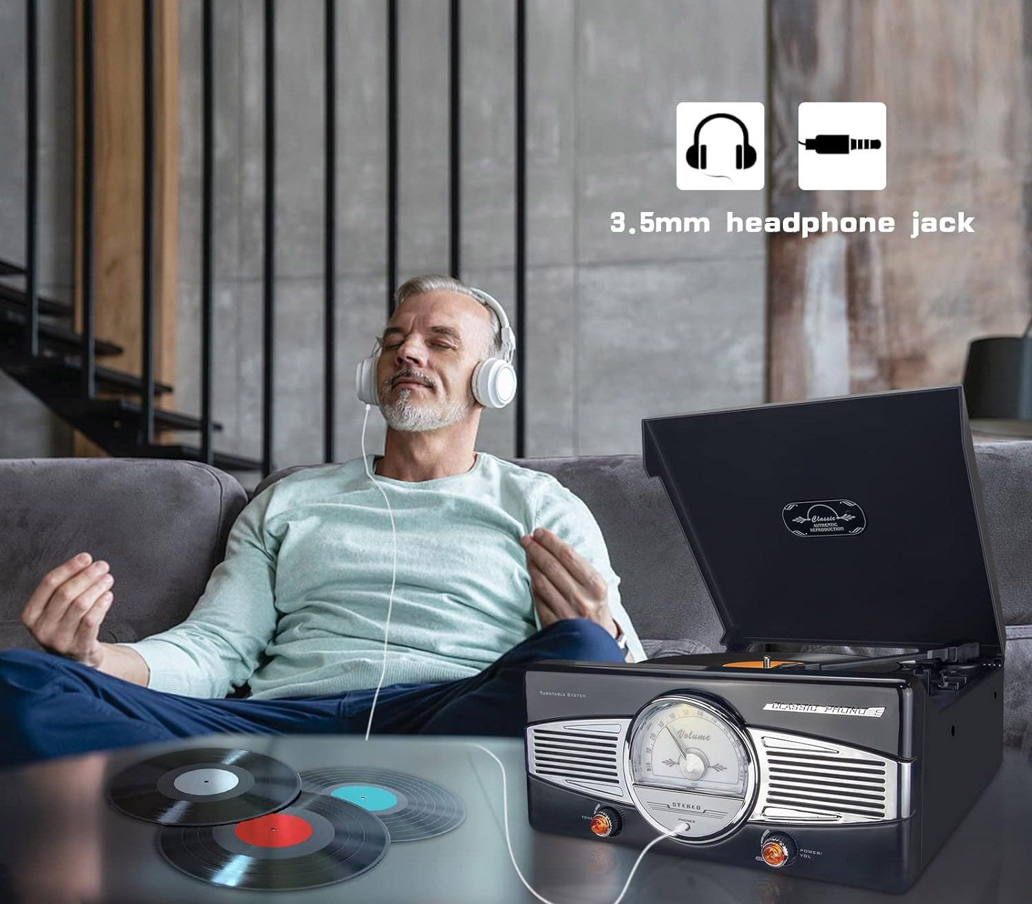Gramofon RETRO Auna MG-TT-82B Powrót do LAT 50-tych ! RADIO -Czarny