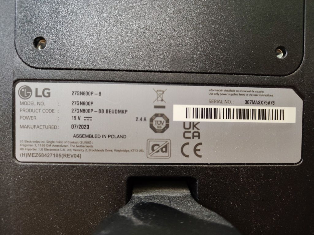 Monitor 27 LG 27GN800P uszkodzona matryca