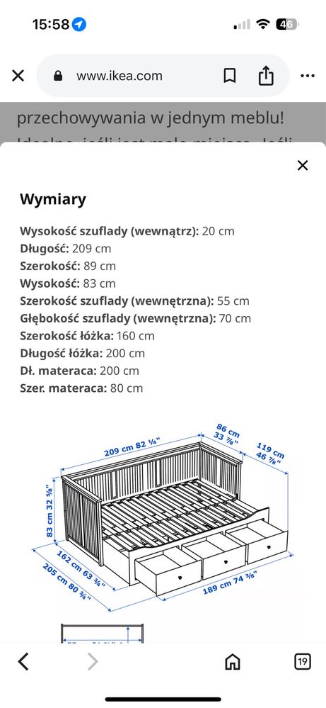 Lóżko IKEA Hemnes
