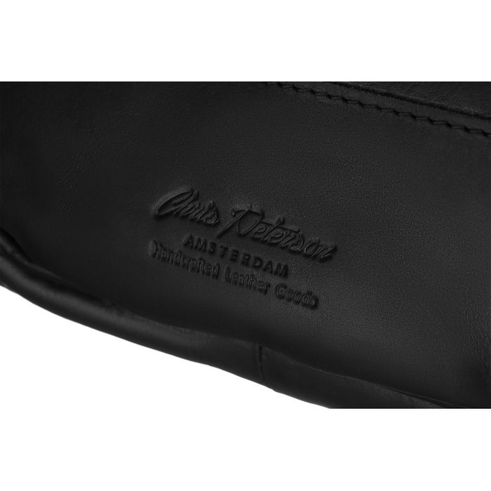 skórzana, czarna nerka męska z kieszeniami i etui na klucze - peterson