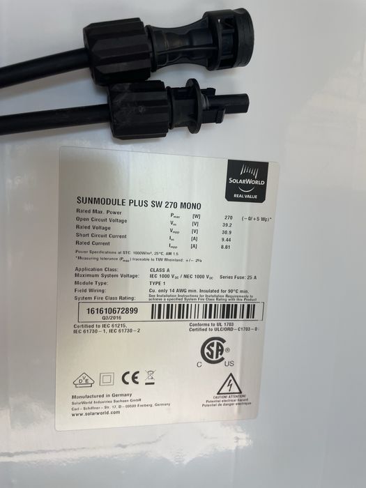 Panele fotowoltaiczne 270 270w Watt SolarWorld Mono