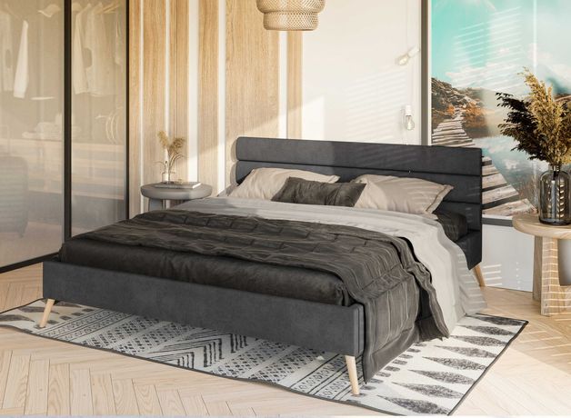 Łóżko tapicerowane na nóżkach 140x200 | 160x200 skandynawskie