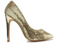 Złote szpilki damskie buty z cekinami 40