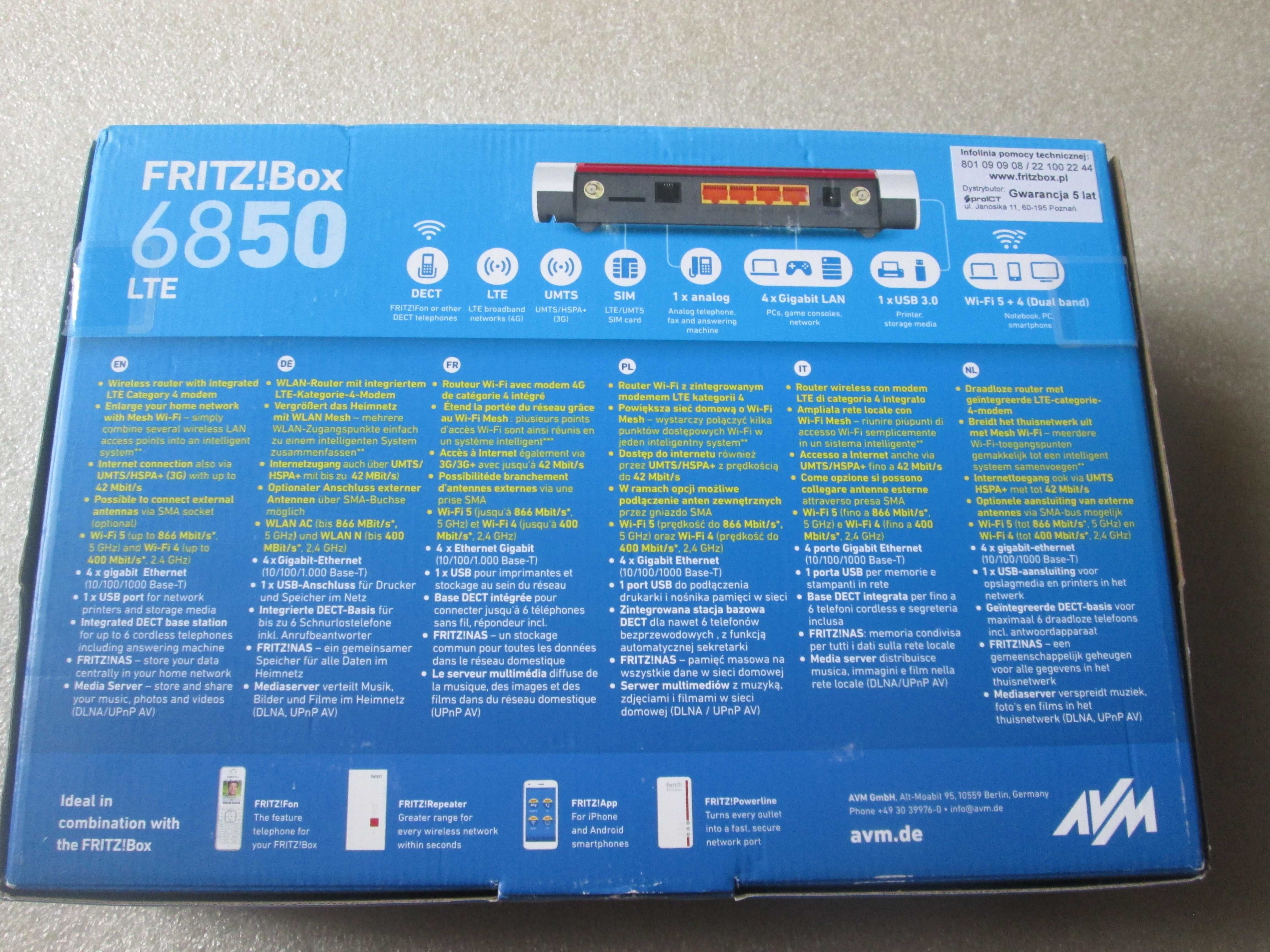 Router LTE AVM FRITZ! FRITZ!Box 6850 LTE biały