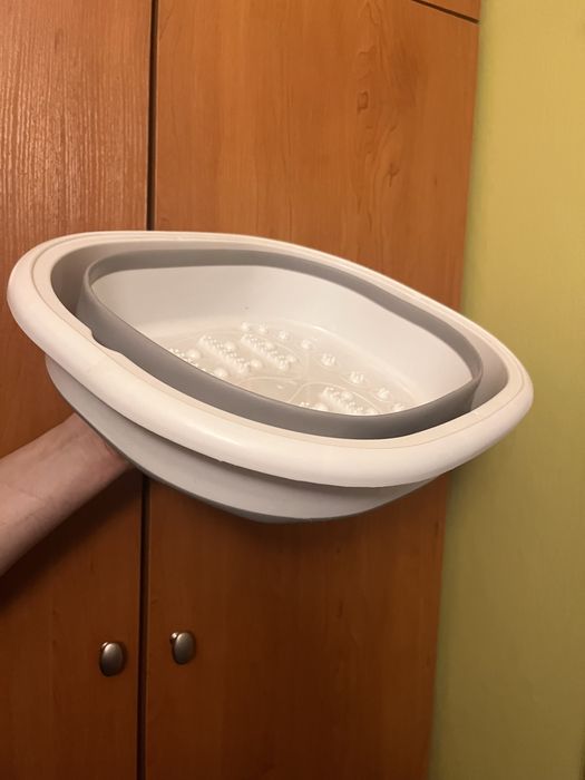 Składana miska wiadro z nakładką biało szare 40x34x22