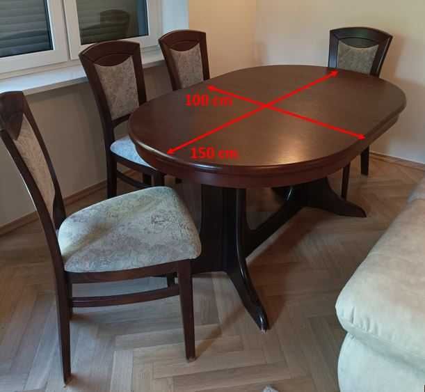 Klasyczne meble salon/biuro [stół, krzesła, 2 x witryna, komoda RTV]