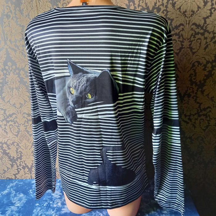 bluzka w paski z kotem