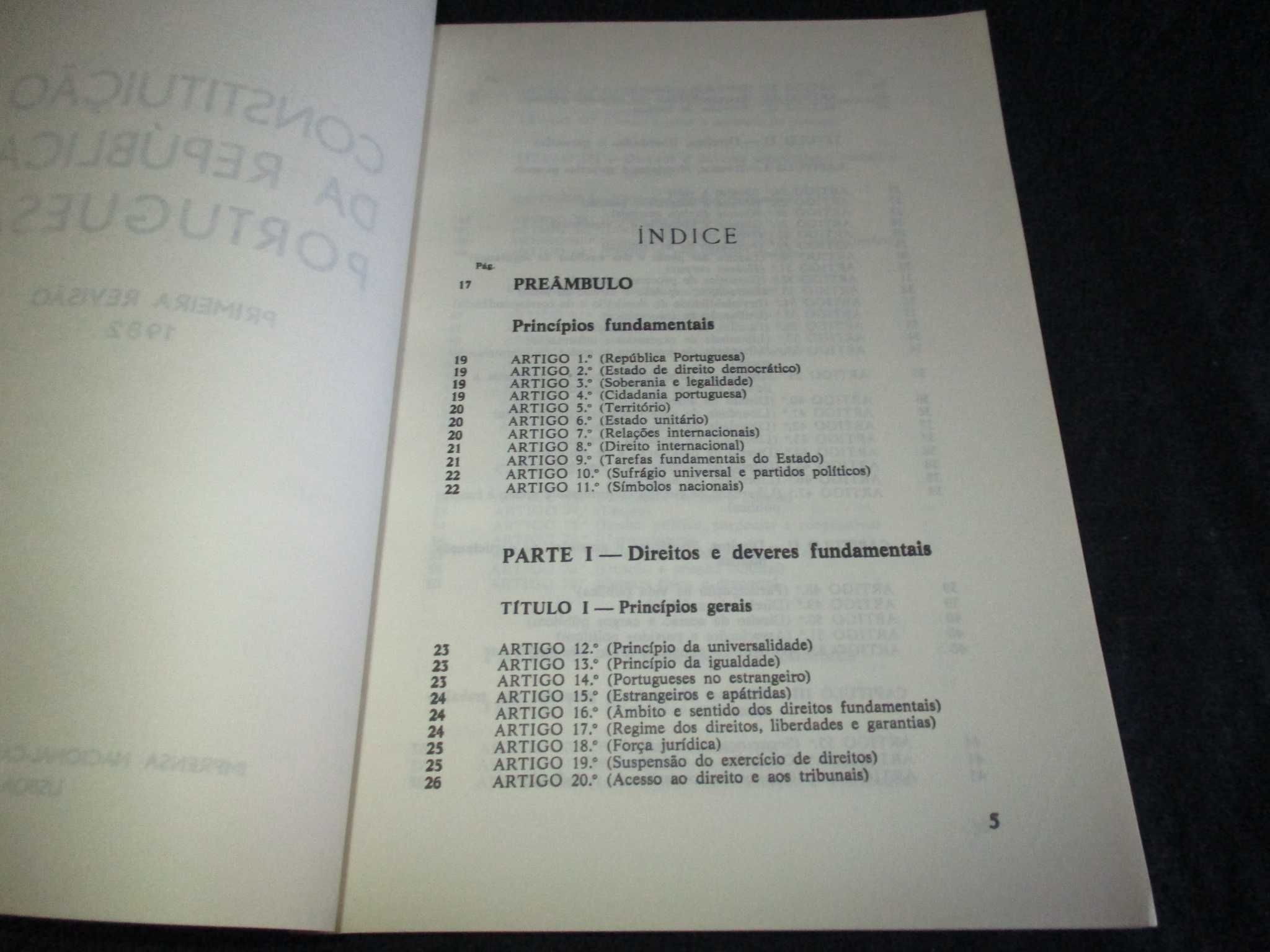 Livro Constituição da República Portuguesa Primeira Revisão 1982