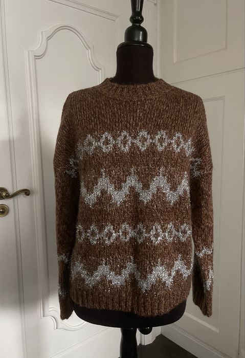 MAX MARA piękny sweter z srebrnym wzorem