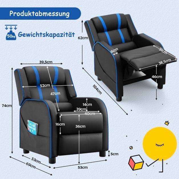 Rozkładany fotel dla dziecka z funkcja relax