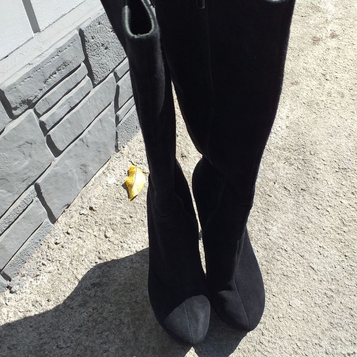 Сапоги ботинки замшевые ботфорды кожа 38-39р