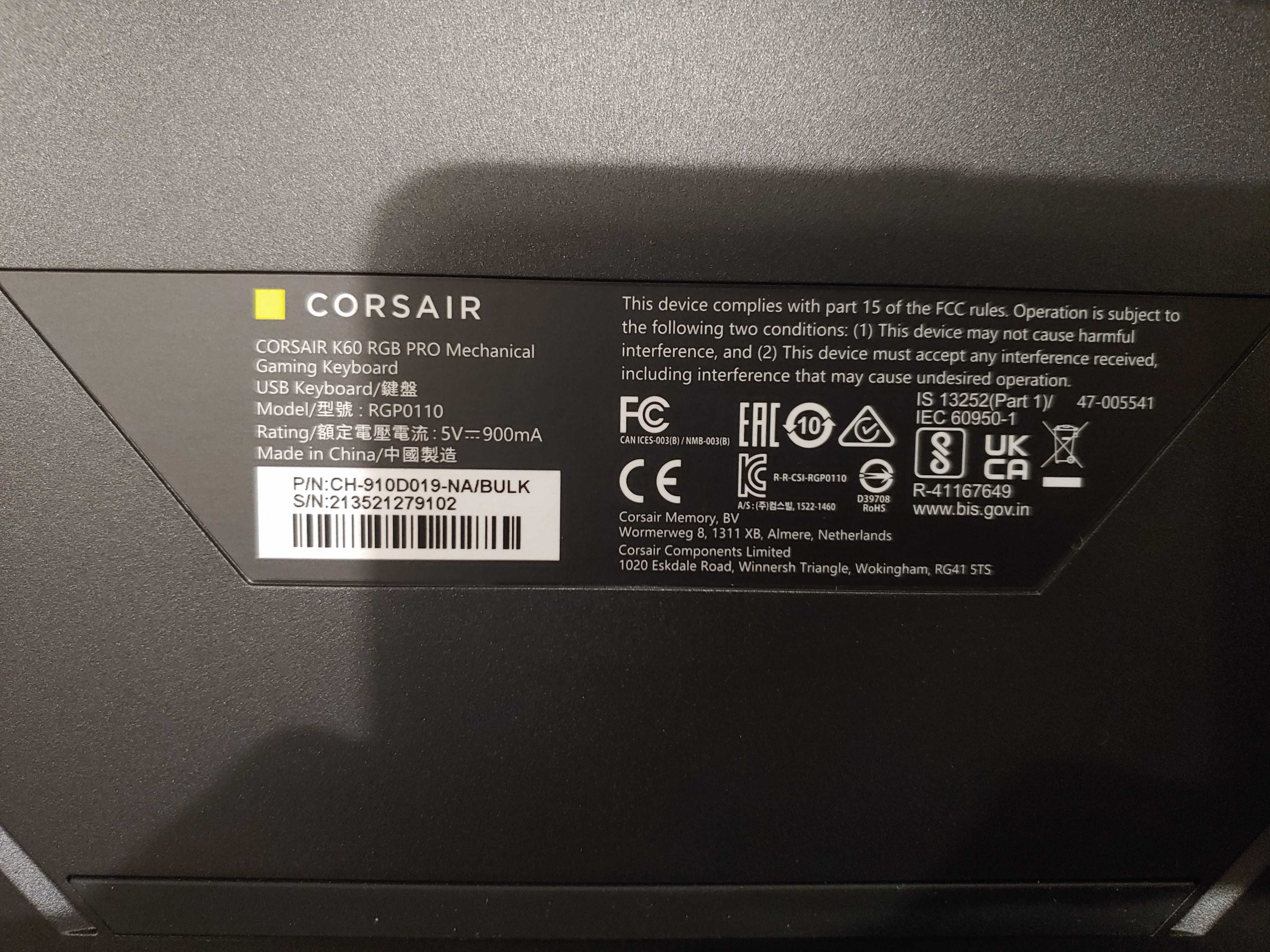 Клавиатура Corsair K60 RGB PRO + мышь M55 RGB PRO + коврик M300