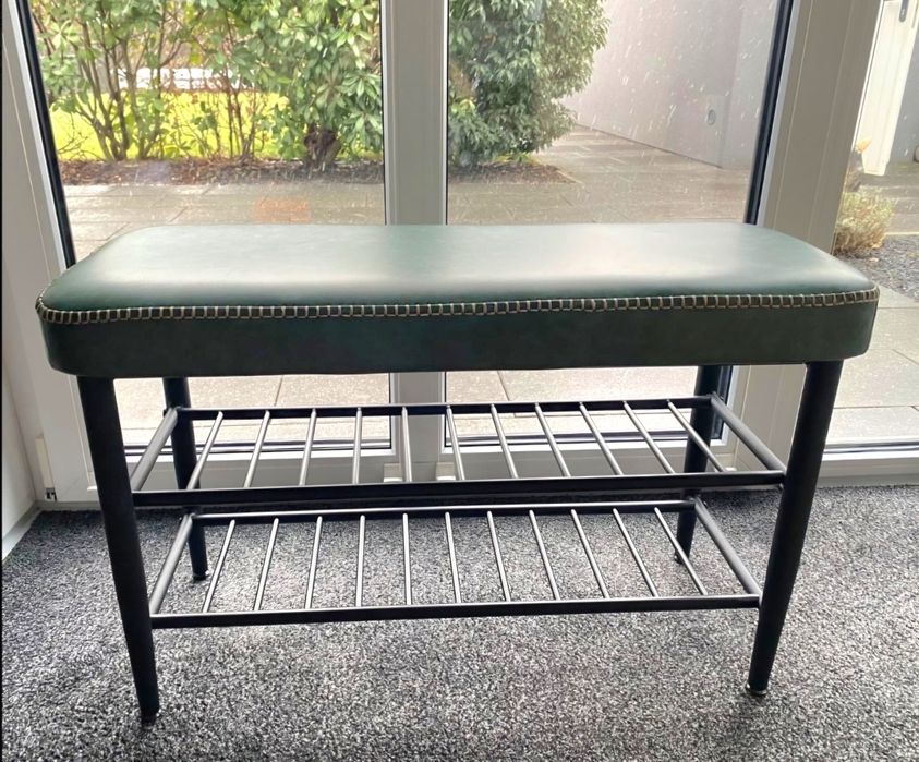 Nowa ławeczka LOFT butelkowa zieleń do przedpokoju organizer na buty