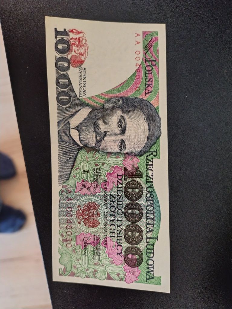 10000 złotych 1988 seria AA stan UNC -1 banknot PRL rzadki i poszukiwa