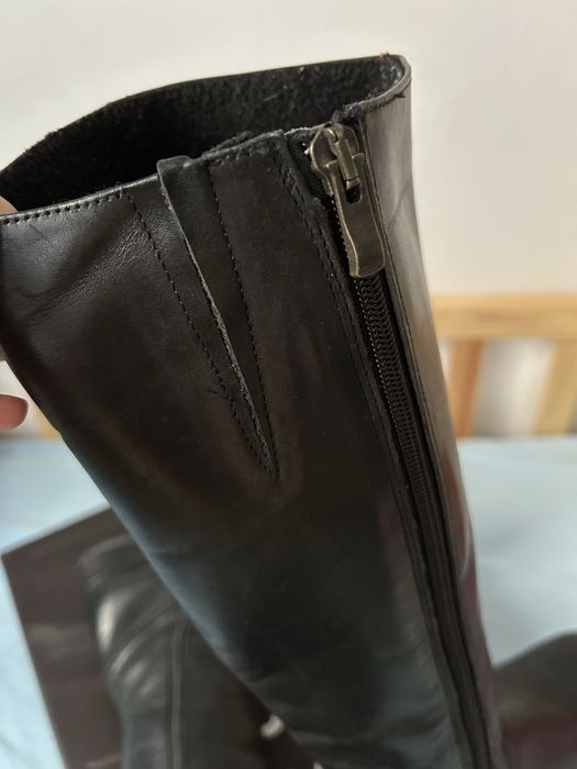 Skórzane kozaki 36 Nessi czarne długie płaskie