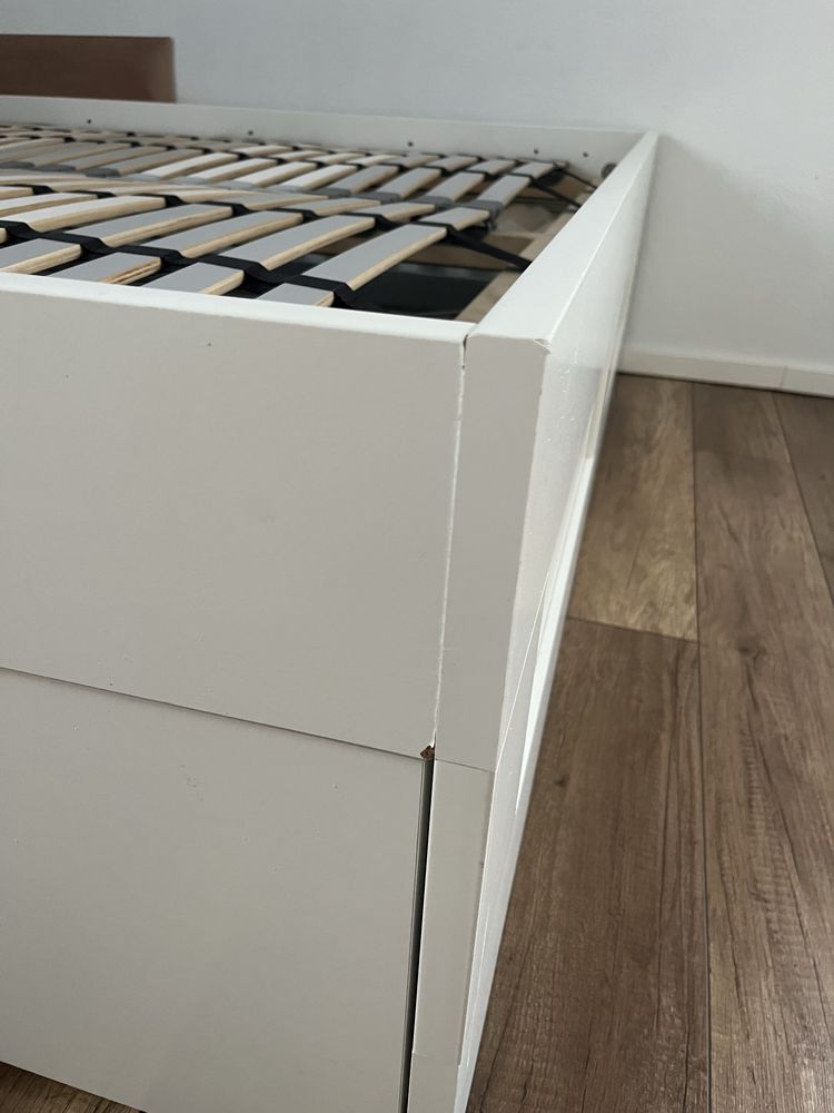 IKEA BRIMNES łóżko z pojemnikiem, zagłówek, stelaż Lönset, 160x200 cm