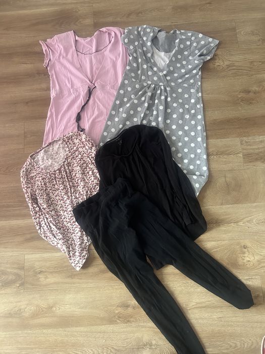 2 koszule nocne ciazowe + pizama 2 bluzki i leginsy ciazowe