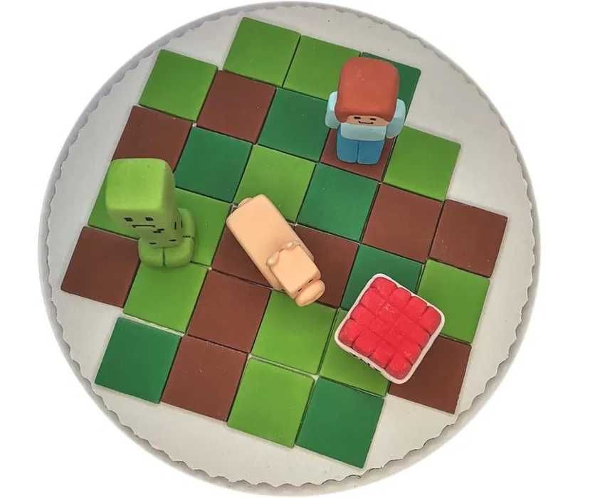 Zestaw ozdób w stylu Minecraft na tort