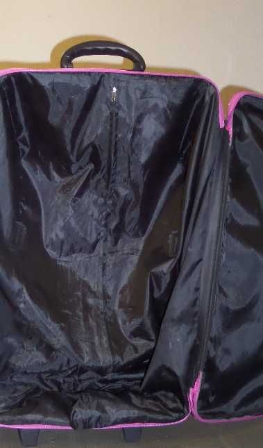 Чемодан тканевый розовый большой, 2 колеса, 65Х44Х23 см.