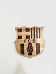 Logo herb FC Barcelona w drewnie
