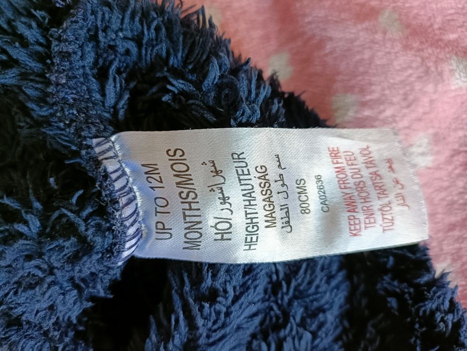 Misiowa granatowa bluza z kapturem z uszkami 12-18m