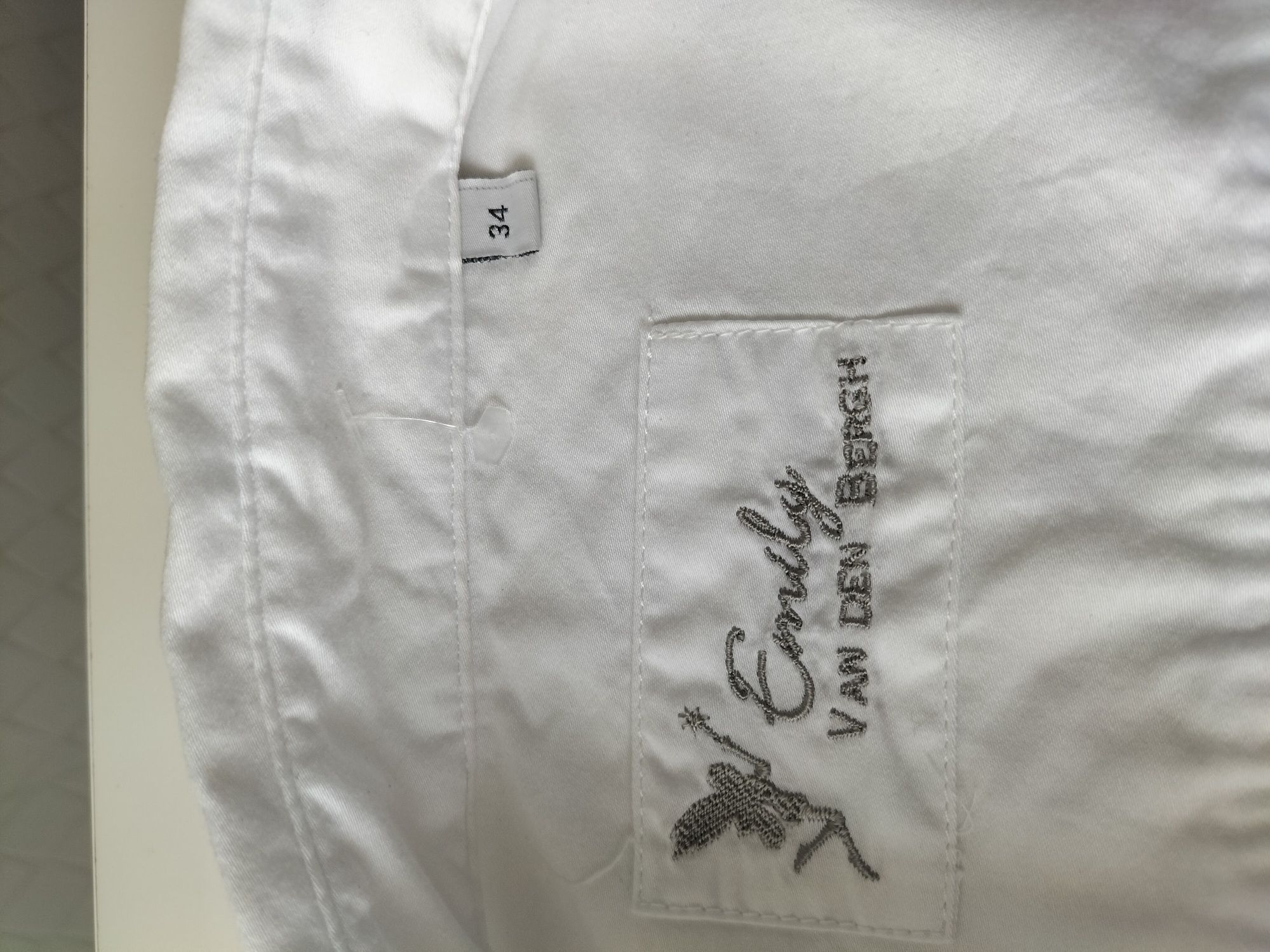 Biała koszula bluzka elegancka 34 XS cekinki