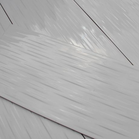 Płytki Ścienne Podłogowe Ceramiczne Białe Błyszczące Fiber White 25x75