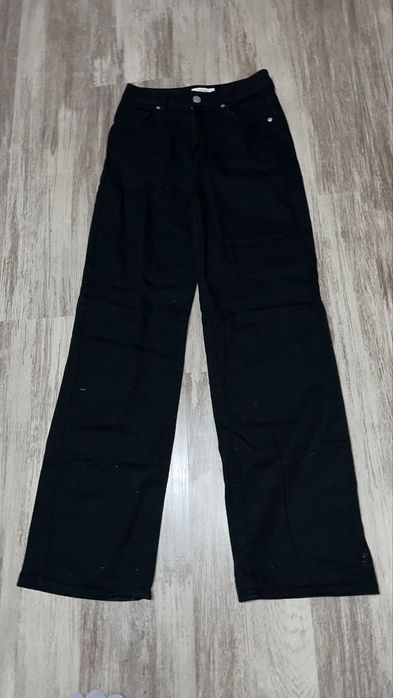 Czarne Spodnie jeans  34 X S szerokie Nogawki