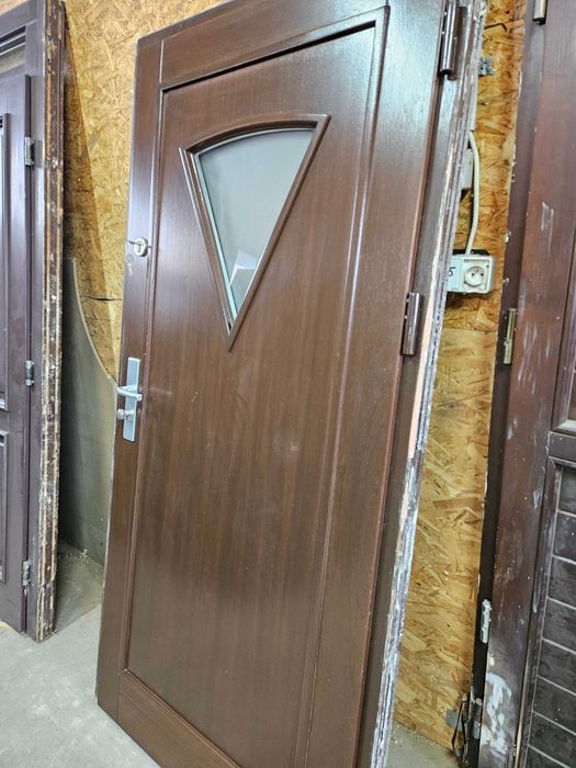 DRZWI Zewnętrzne Mahoniowe Drewniane Wejściowe 101x207cm