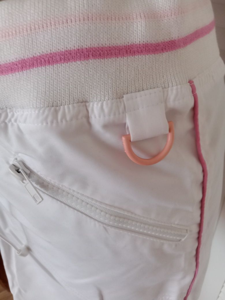 Białe spódniczki krótkie młodzieżowe lato paski różowy metka pasek