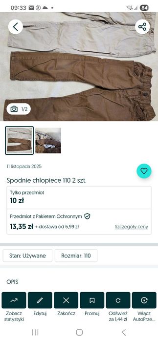 Chłopięce spodnie w rozmiarze 110