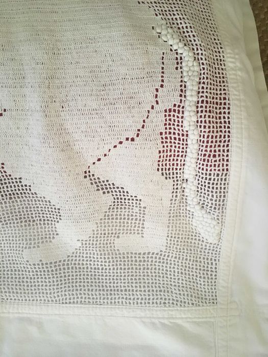 Capa de almofada em crochet aplicado com borboto