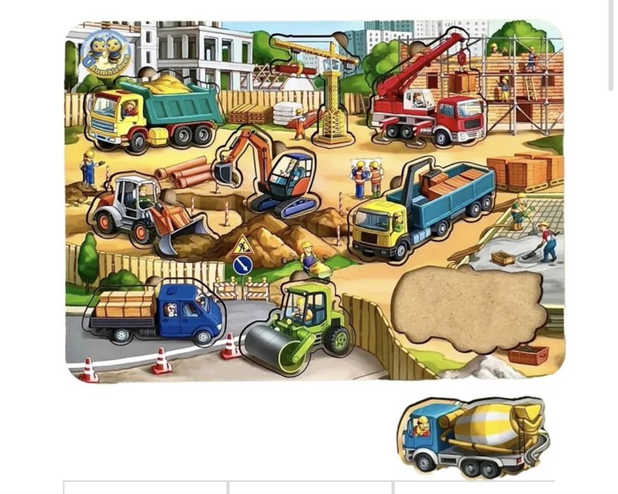 Деревʼяний пазл Транспорт, будівлельні машини
