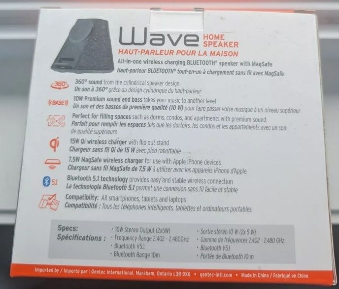 Głośnik iQ Wave IQWHS1 2x5W BT5.1 ładowarka Magsafe 7.5W Qi 15W