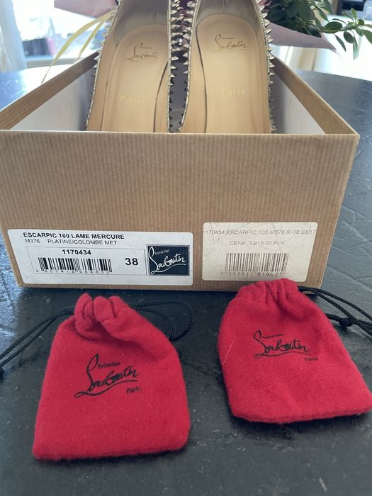 Szpilki Christian Louboutin 38 Escarpic 100 Lame Mercure Golden
