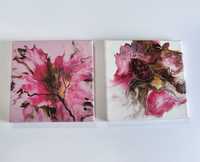 Pintura acrílica Rosa Natura conjunto de 2 lindas telas