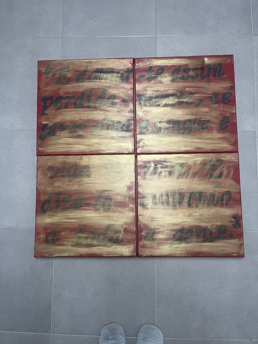 4 telas pintadas com frase