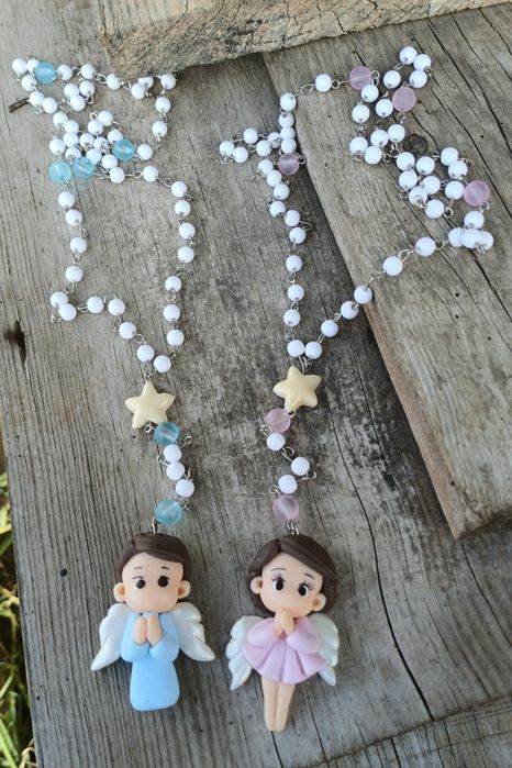 Terço feito com pecas em biscuit