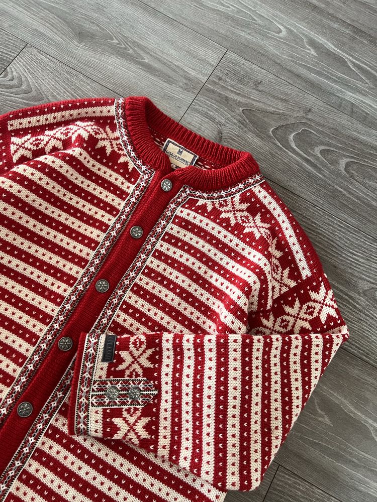 Bardzo Rzadki Luxury Sweter Dale of Norway Knit 100% Wełna Kardigan