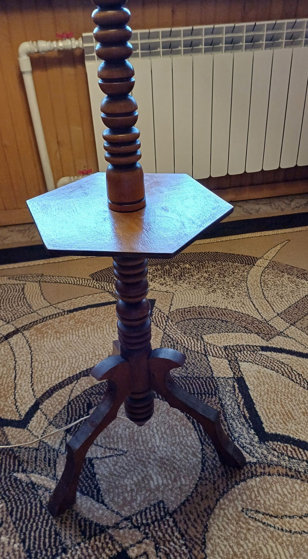 Lampa PRL drewniana toczona wysoka