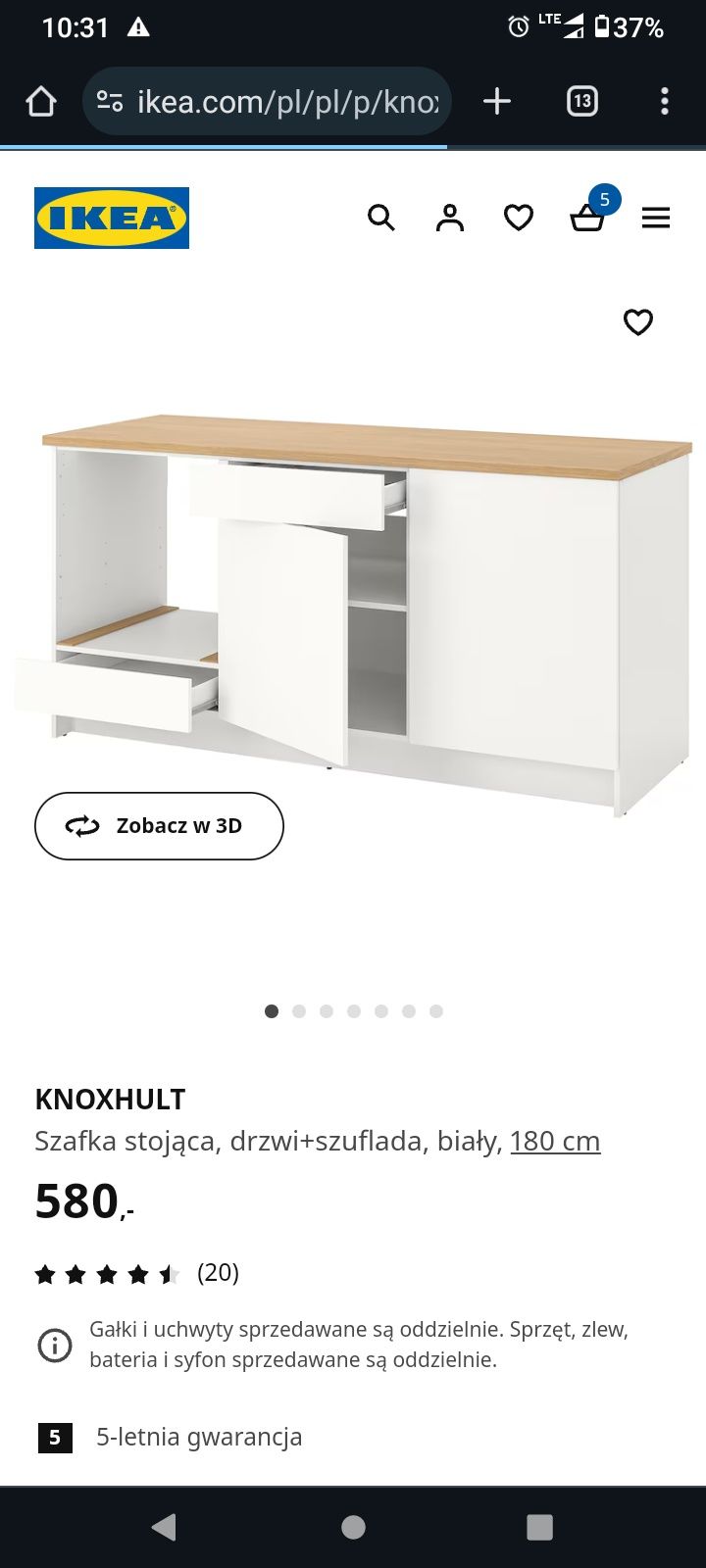 Szafka kuchenna/komoda Ikea knoxhult 180 cm
