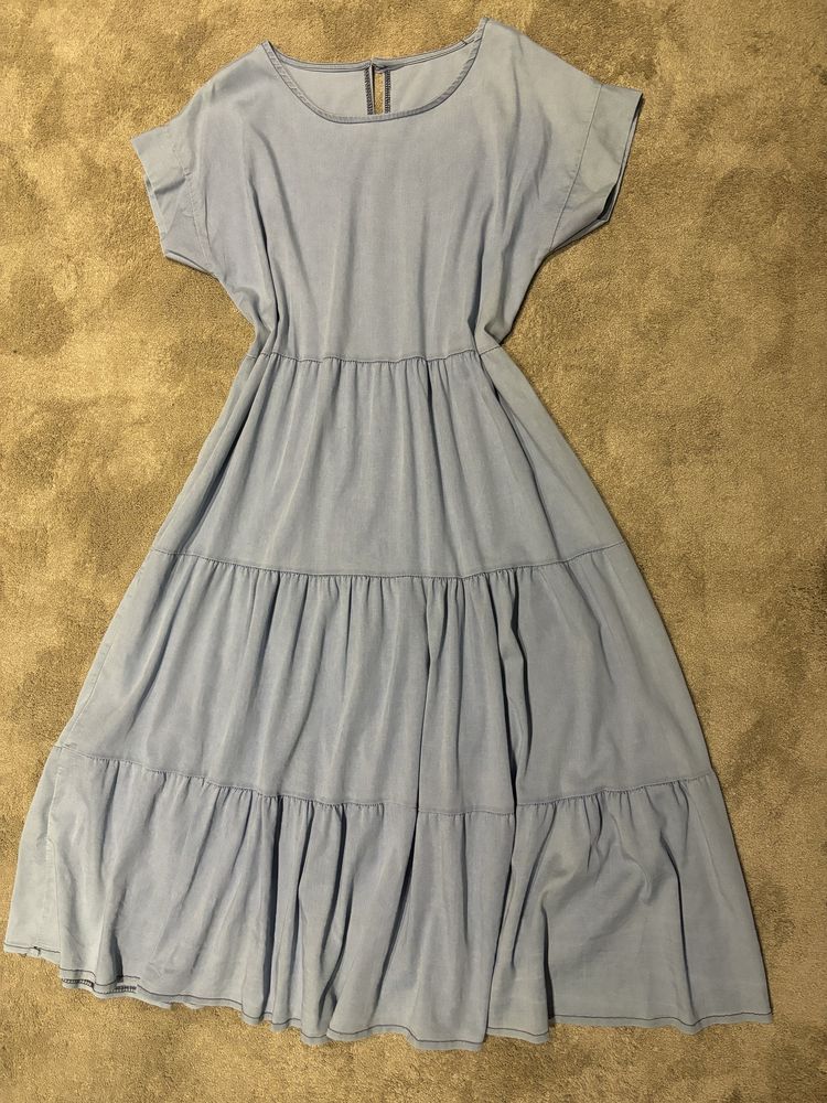 Vestido comprido em ganga fina
