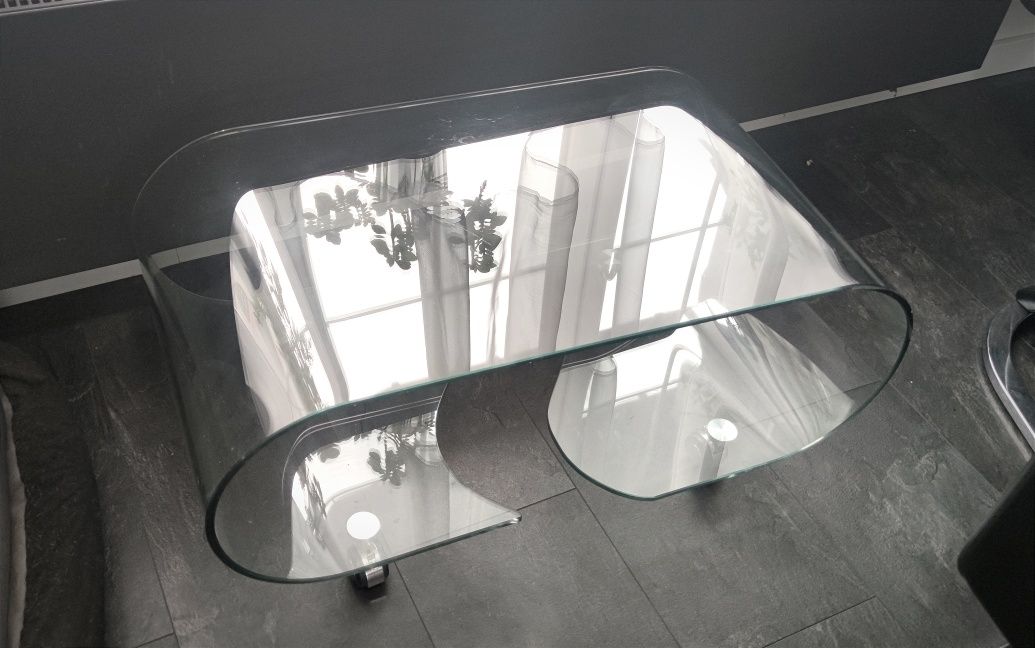 Stolik ze szkła giętego 90x60cm ghost nowoczesny stolik kawowy