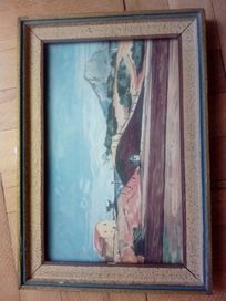 Obraz obrazek Wytyczanie linii kolejowej Cezanne w ramce 19 x 28 cm