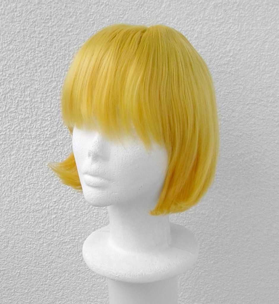 He-man Heman Krótka żółta bob peruka z prostą grzywką cosplay wig