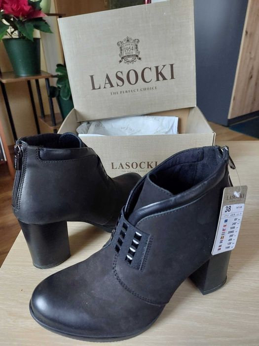 Botki czarne skóra 38 Lasocki