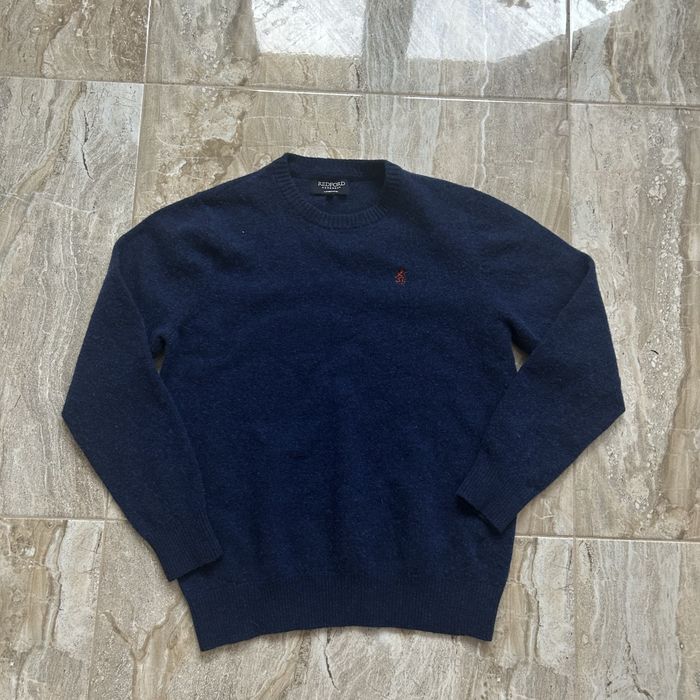 Sweter Wełniany Redford Granatowy S Męski Wool Ciepły