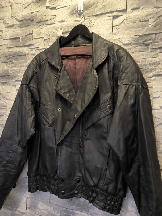 Kurtka Skórzana Vintage Czarna Bomberka Skóra