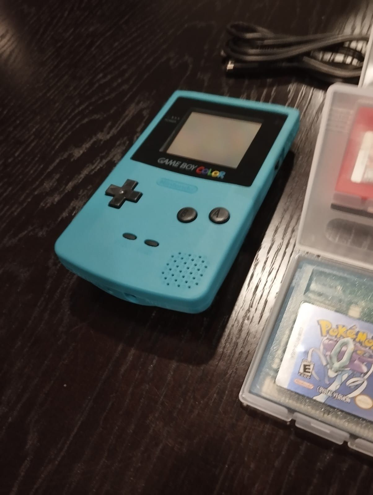 Pack Gameboy color azul com 7 jogos Pokémon e cabo link